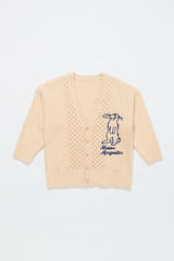 EMBRODERY RABBIT KNIT CARDIGAN OFF WHITE