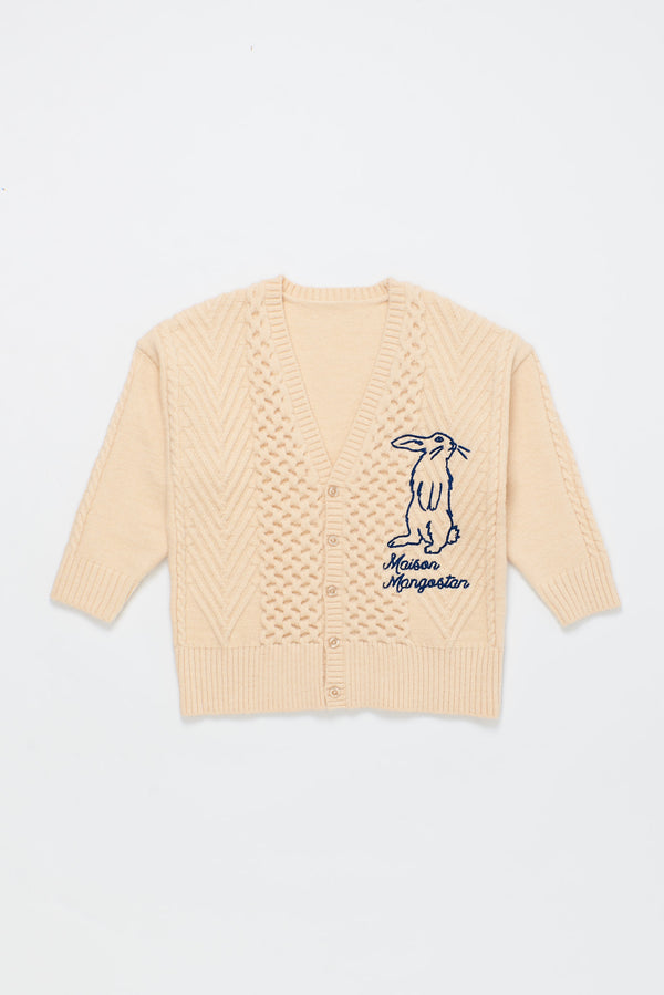 EMBRODERY RABBIT KNIT CARDIGAN OFF WHITE Adult