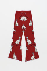 INTARSIA RABBIT KNIT TROUSER RED