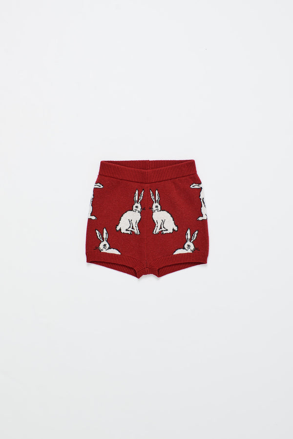 INTARSIA KANINCHEN STRICKSHORTS ROT 