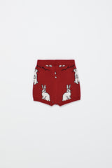 INTARSIA RABBIT KNIT SHORT RED