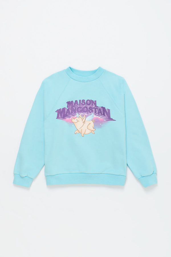 SWEATSHIRT FLYING PIG HELLBLAU 