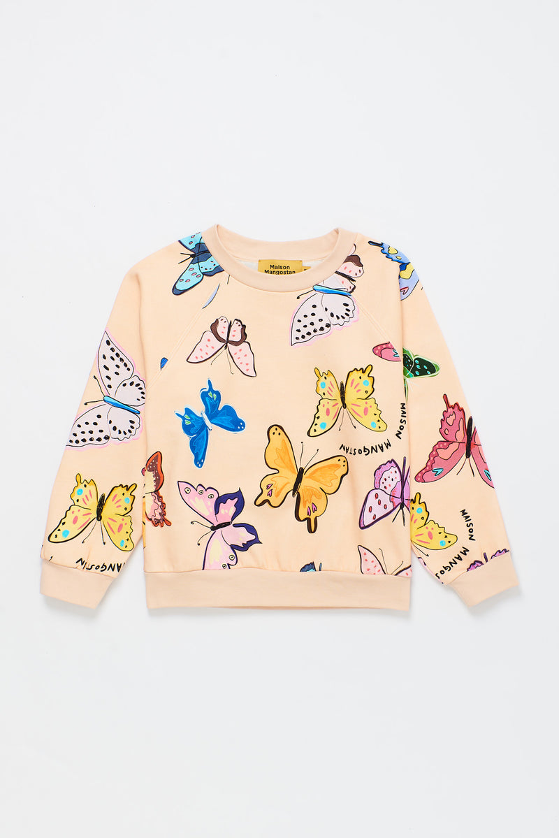 BUTTERFLIES SWEATSHIRT LIGHT PEACH