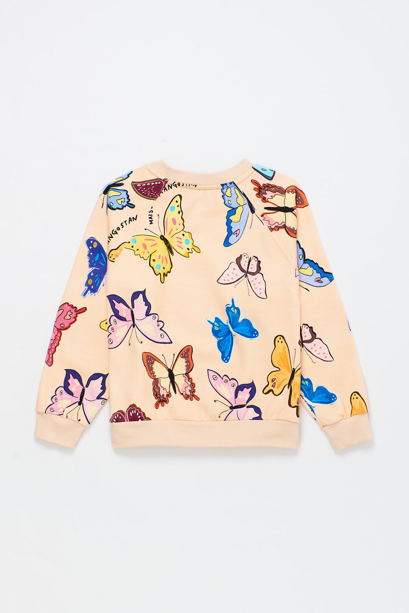 BUTTERFLIES SWEATSHIRT LIGHT PEACH