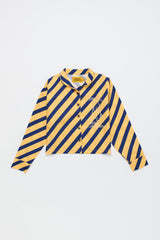 DIAGIONAL STRIPES SHIRT YELLOW/NAVY