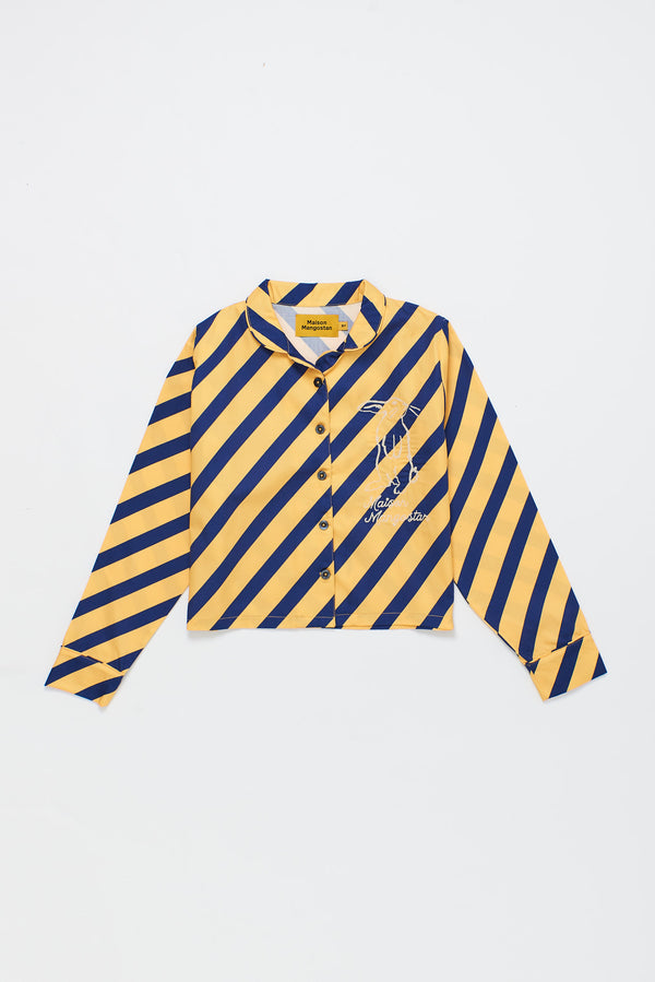 DIAGIONAL STRIPES SHIRT YELLOW/NAVY