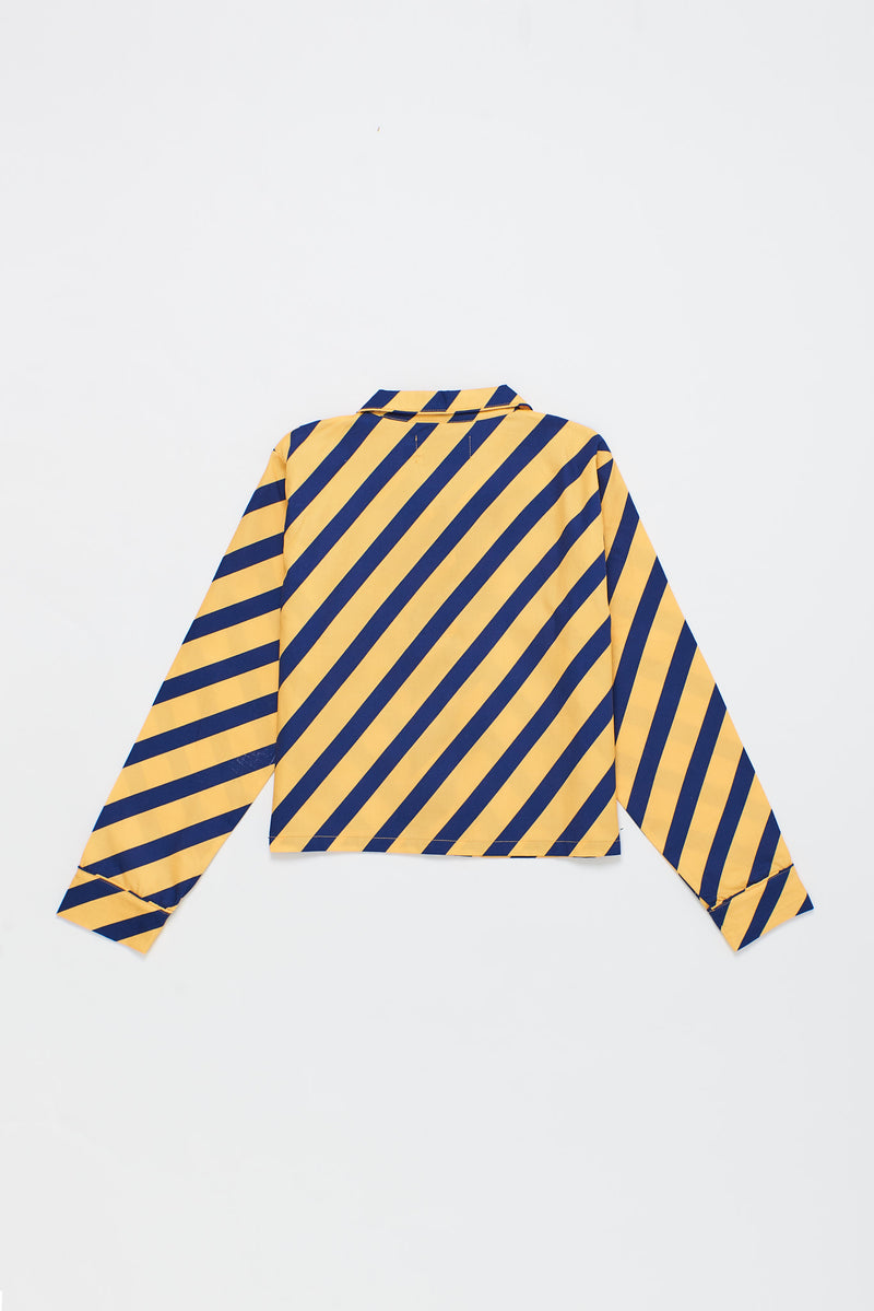 DIAGIONAL STRIPES SHIRT YELLOW/NAVY