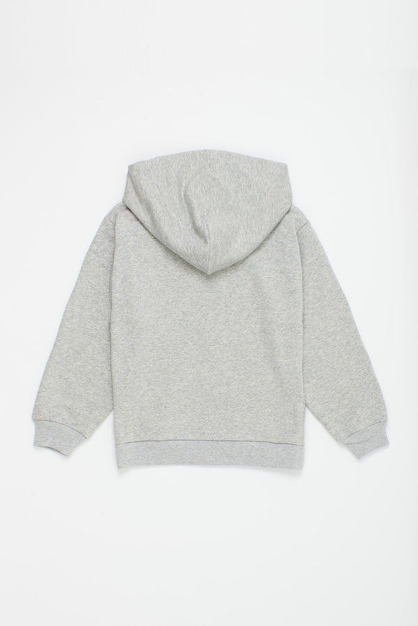 SUDADERA CON CAPUCHA BÁSICA MANGOSTAN GRIS MELANGE