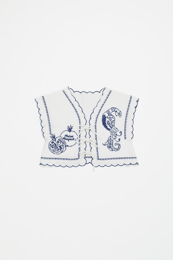 POMEGRANATE EMBROIDERY TOP WHITE