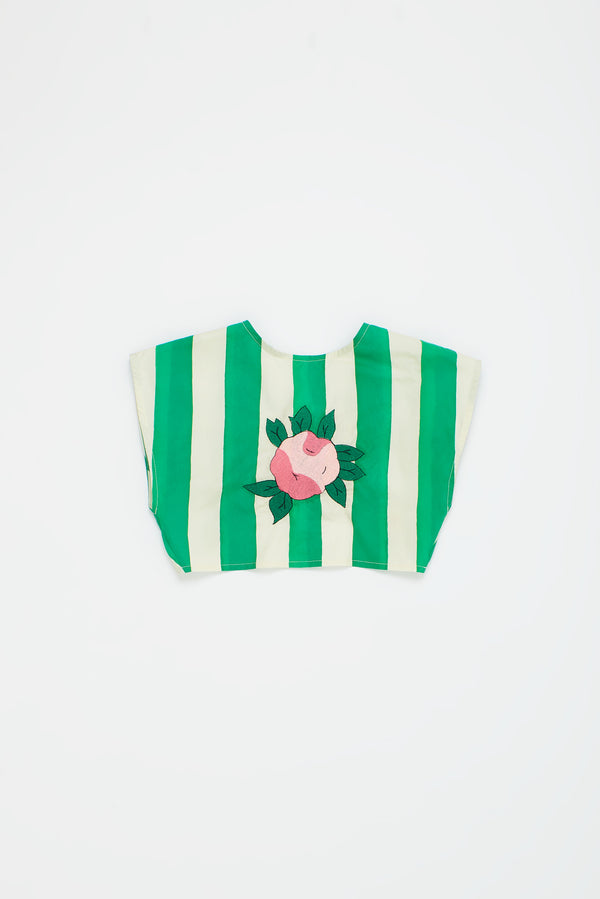 FLOWERS STRIPES TOP WHITE/GREEN