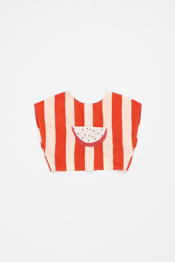 WATERMELON STRIPES TOP WHITE/RED