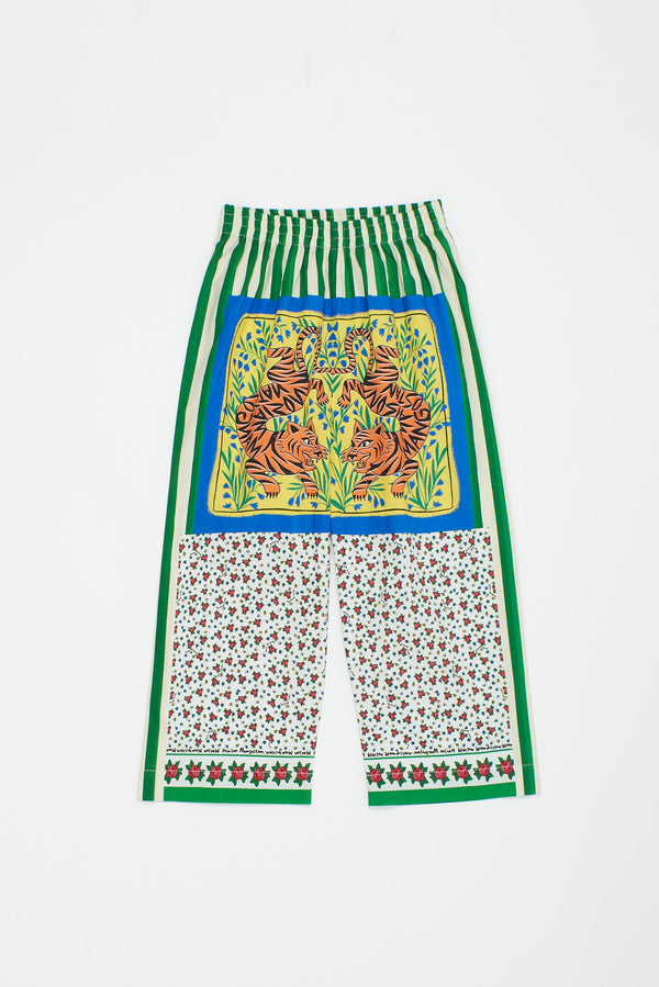 TIGER PATCHWORK TROUSERS GREEN