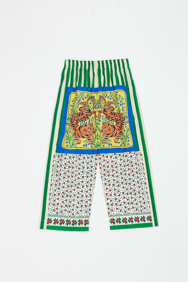 TIGER PATCHWORK TROUSERS GREEN