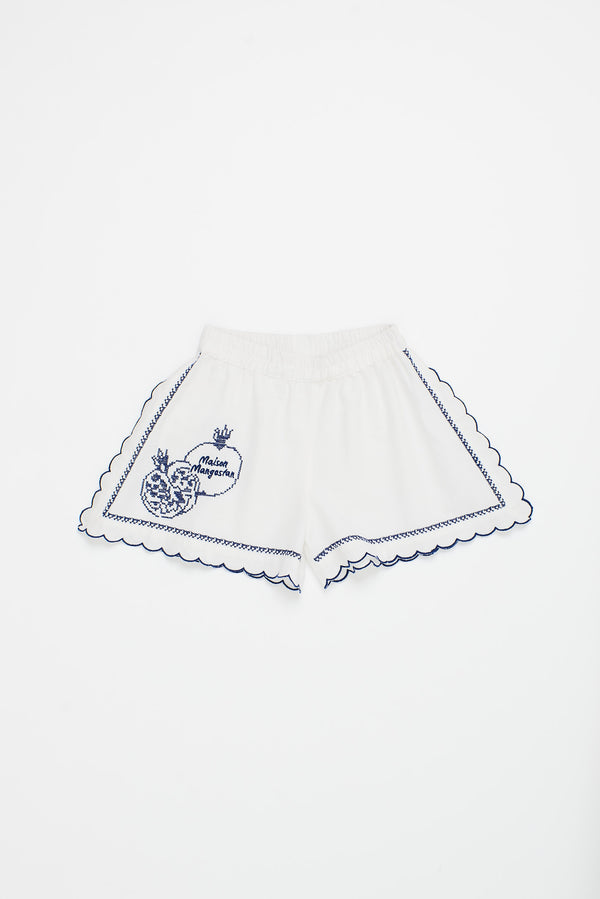 POMEGRANATE EMBROIDERY SHORT WHITE