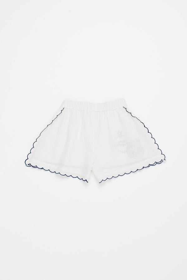 POMEGRANATE EMBROIDERY SHORT WHITE