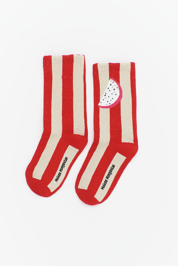 WATERMELON STRIPES SOCKS RED/WHITE