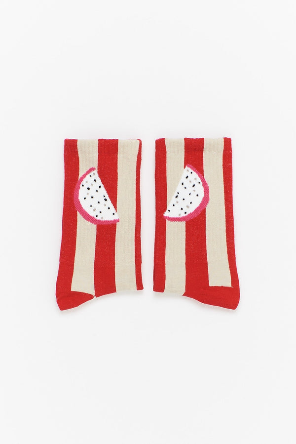 WATERMELON STRIPES SOCKS RED/WHITE