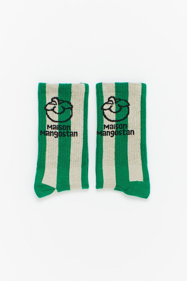 CALCETINES RAYAS LOGO MANGOSTAN VERDE