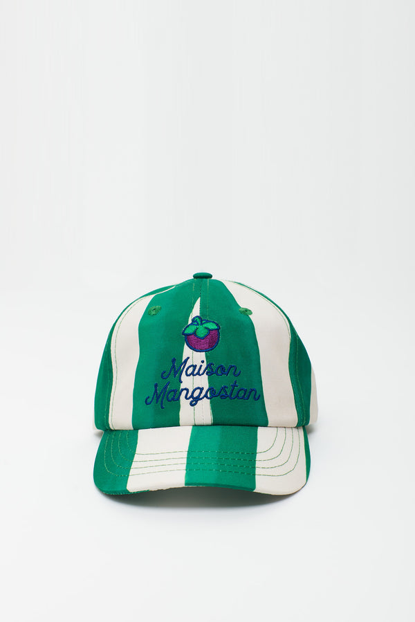 GORRA RAYAS LOGO MANGOSTAN VERDE/BLANCO