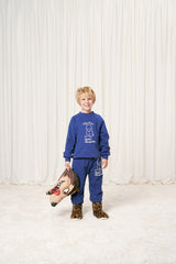 RABBIT EMBROIDERY SWEATPANT BLUE