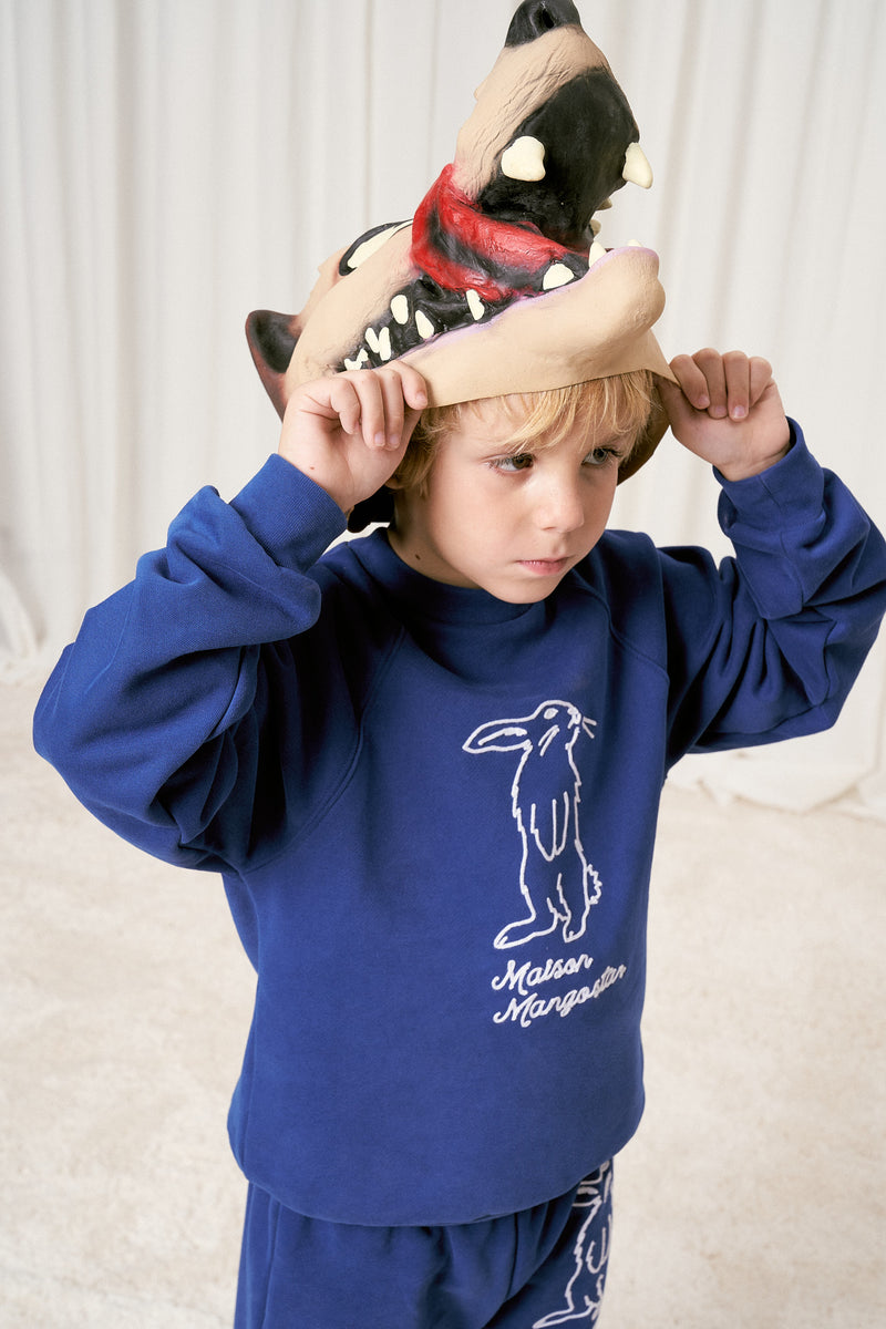 EMBROIDERY RABBIT SWEATSHIRT BLUE