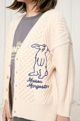 EMBRODERY RABBIT KNIT CARDIGAN OFF WHITE