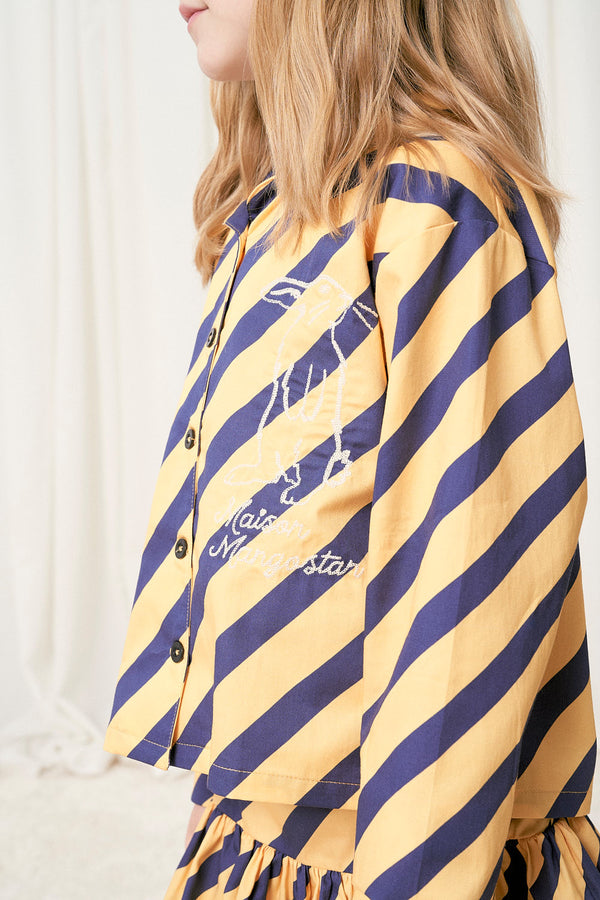 DIAGIONAL STRIPES SHIRT YELLOW/NAVY