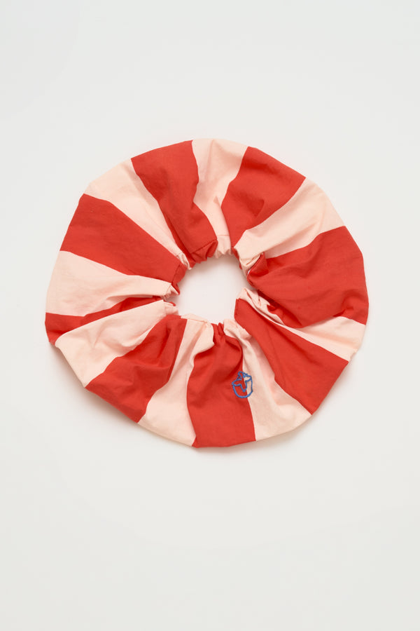 STRIPES MANGOSTAN SCRUNCHY RED/ WHITE